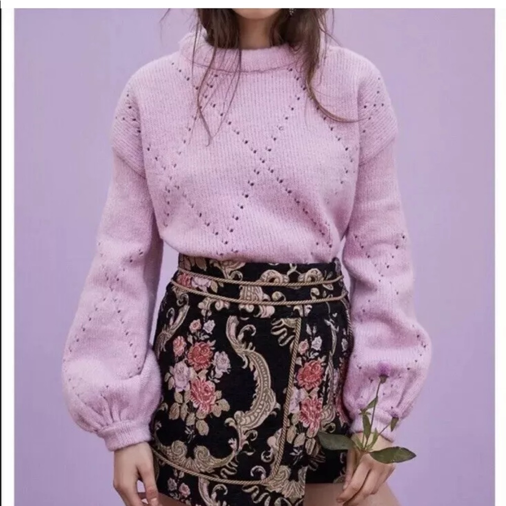 ISO mia pointelle sweater in pink